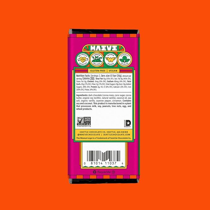 Maeve Chocolate Mexican Hot Chocolate Truffle Bar (12 Count)
