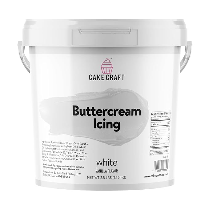 Cake Craft Buttercream Icing – 3.5 lb Tub | Ready-to-Use Frosting for Cakes Cupcakes Cookies &amp More | Super Smooth Texture | No Prep Required | Vanilla Flavor