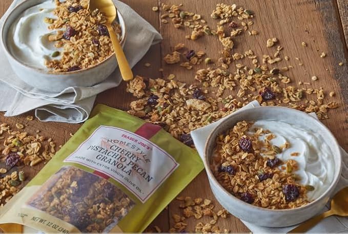 Trader Joe's Homestyle Cherry Pistachio Pecan Granola Gluten Free Oats with Dried Cherries Pistachios &amp Pecans (2 x 12 oz)