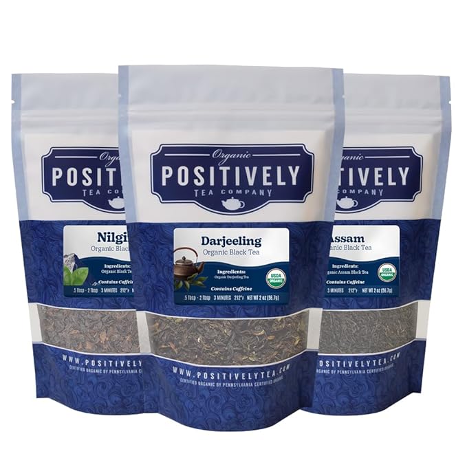 Organic Positively Tea Company Indian Tea Sampler Loose Leaf 4 Ounce 3 Pack
