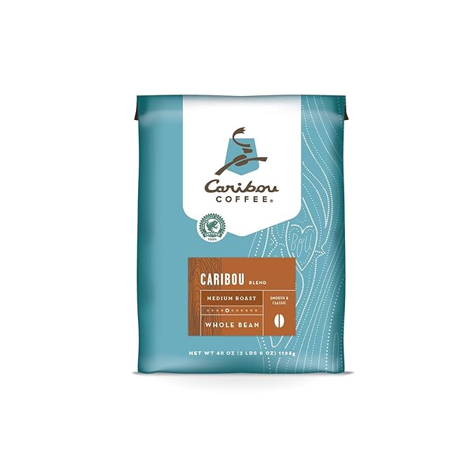 Caribou Coffee Caribou Blend Whole Bean Value Pack 40 oz. Bag Smooth &amp Balanced Medium Roast Coffee Blend from the Americas &amp Indonesia with A Syrupy Body &amp Clean Finish Sustainable