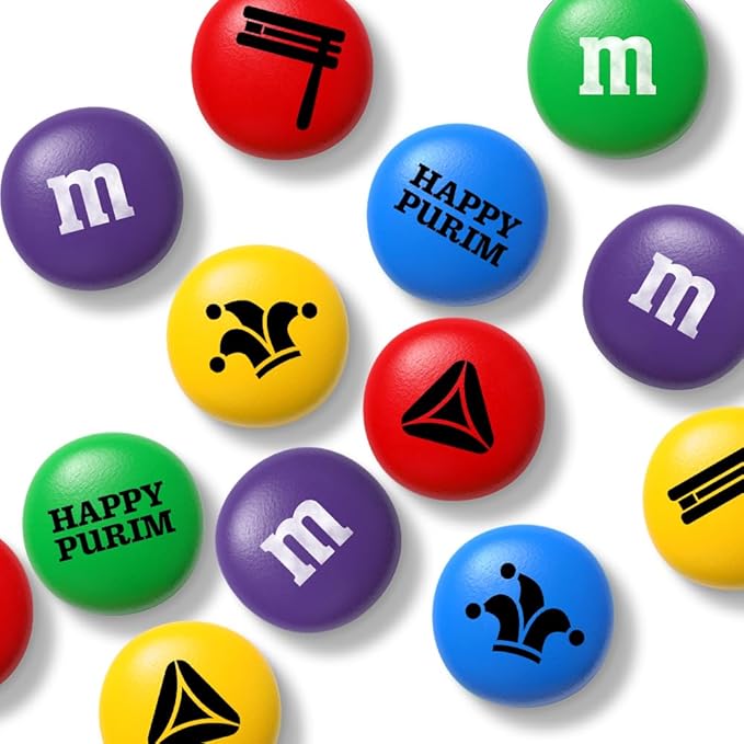 M&ampM’S WORLD Purim Milk Chocolate Candies 2 Pounds of Colorful M&ampM’S Printed With Celebratory Purim Themed Images Kosher Certified Resealable Pack for Parades Celebrations DIY Favors &amp