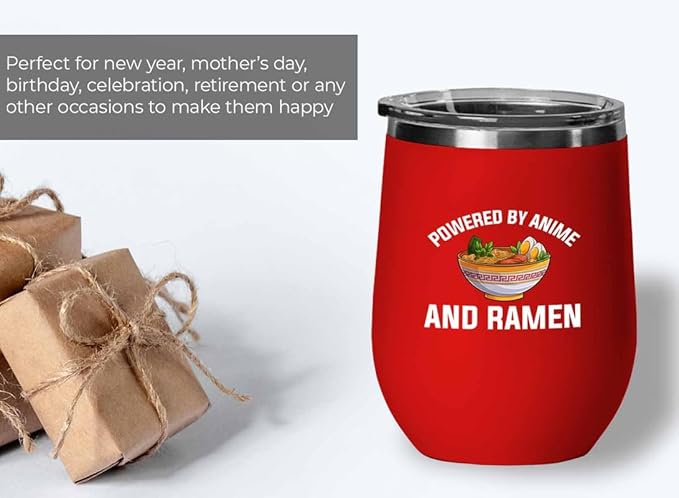 Ramen Lover Pink Edition Wine Tumbler 12oz - Powered by anime - Food Lovers chicken pumpkin vegan pantry spicy noodles