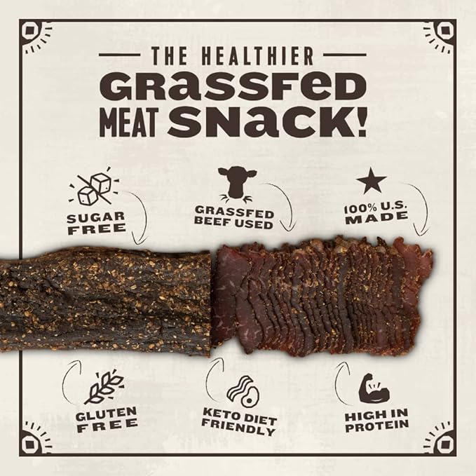 Made by True Smokehouse Biltong Slab - Premium Grass-Fed Beef Jerky Slab (8 oz Pack of 1) - High-Protein Smoky Keto Snack Natural &amp Gluten-Free Antibiotic-Free Zero Carb Uncut Charcuterie Sla