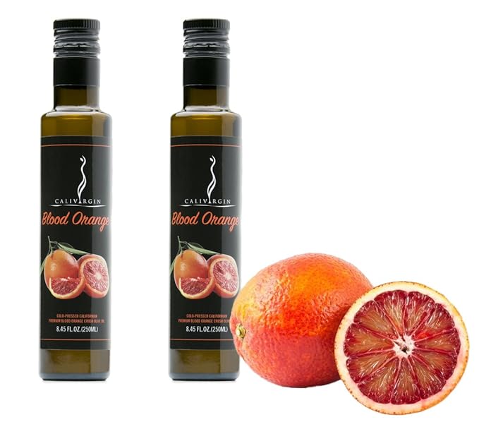 Calivirgin Blood Orange Flavor-Crushed Olive Oil (2-Bottle Bundle) - 100% Natural Fresh Flavor No Additives or Preservatives - Organically and Sustainably Grown in California (8.45 Fl.Oz. Each)