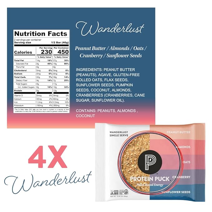 Protein Puck Plant Based Bars | Snacks with Vegan Protein | 16 Count | 3.25 oz Full Size | Gluten Free Non Dairy Kosher Certified Non GMO Premium Healthy Bars | Variety Pack