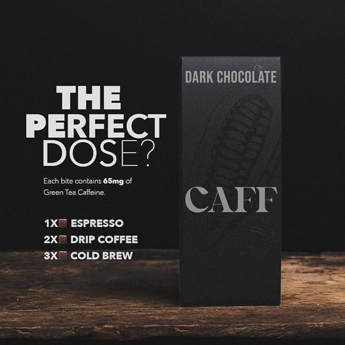 CAFF All Natural Energy Bites - Caffeinated Chocolate Flavored Chew for Energy Boost - No Added Sugar - 65mg Caffeine Chocolate Bars – 15 Calorie Organic Caffeine Snacks - Vegan Gluten-Free Keto (20