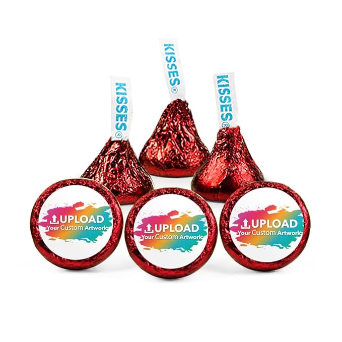 400ct Personalized Candy Promotional Items Red Kisses with DIY Photo or Logo Stickers Chocolate Party Favors for Birthday Wedding