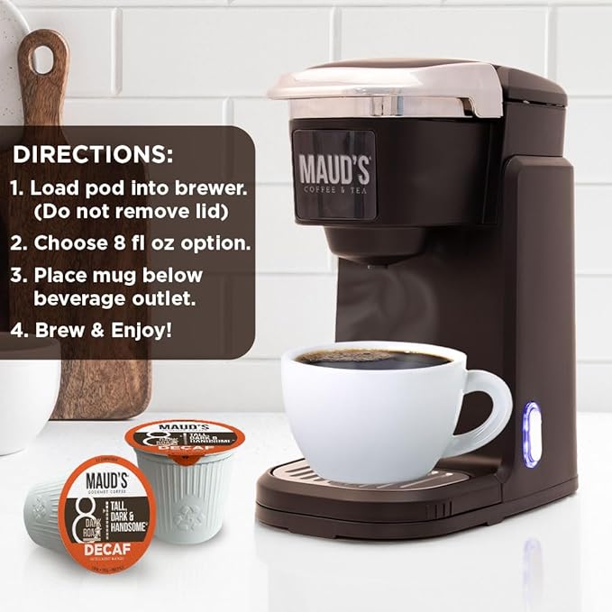 Maud's Decaf Dark Roast Coffee Pods 200 ct Decaffeinated Single Serve Pods – 100% Arabica Coffee Compatible with Keurig K Cups Maker