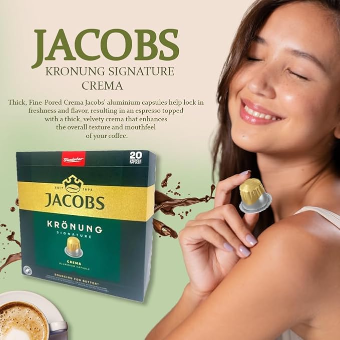 Jacobs KRONUNG CREMA 10x20 CAPSULES Coffee Capsules Compatible with (052 USD/1 CAP)