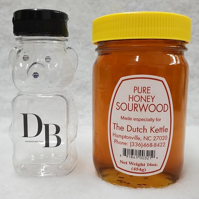 Pure Sourwood Honey for The Dutch Kettle 16 Oz. With Plastic Honey Bear Bottle