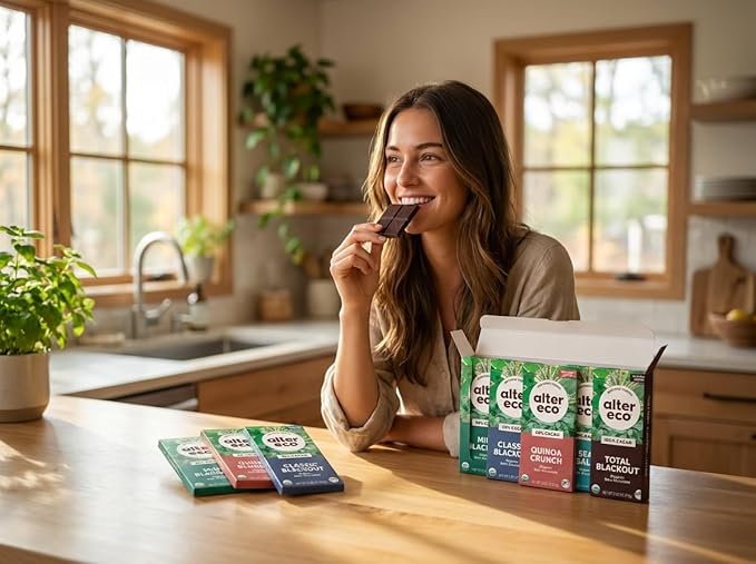 Alter Eco Dark Chocolate Variety Pack 5pk – Blackout 85% Quinoa Crunch Sea Salt Organic Superdark Mint &amp 100% Cacao – Organic Fair Trade Chocolate Bars