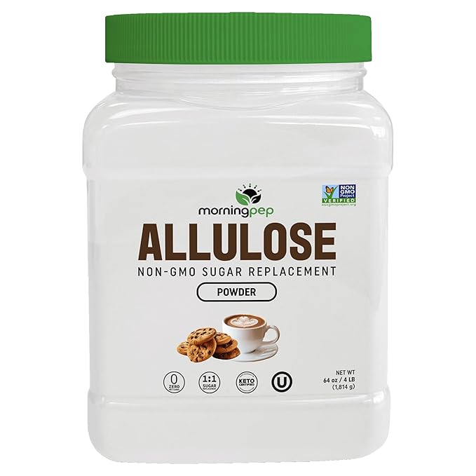 Morning Pep Allulose Sweetener 4 lb – Zero Calorie Sugar Alternative 100% Pure No Erythritol Non-GMO Project Verified Keto Certified OU Kosher No Fillers Ideal for Baking and Beverages