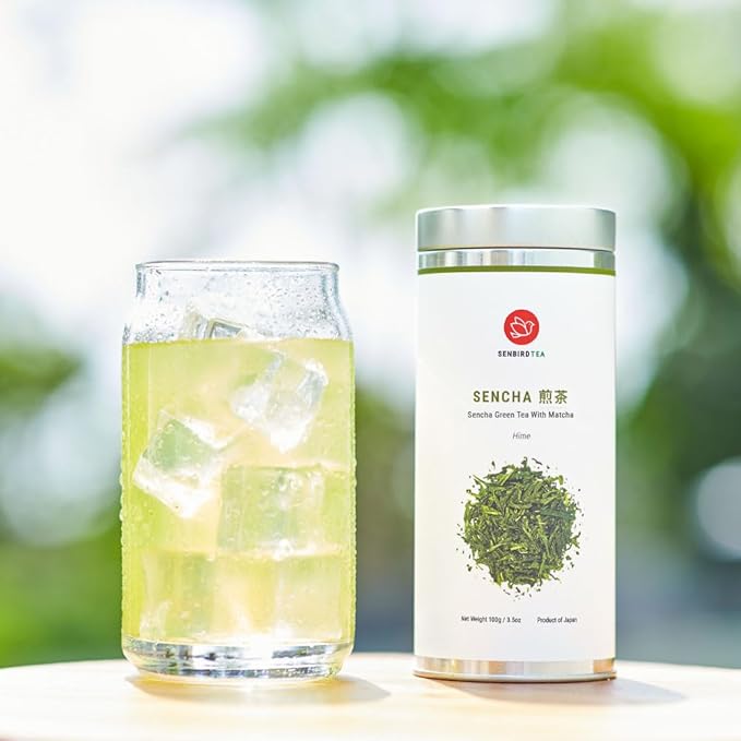 Senbird Premium Sencha With Matcha - Japanese Green Tea With Matcha - From Kyoto Japan - Loose Leaf Tea In Airtight Tea Tin (3.5oz/100g)