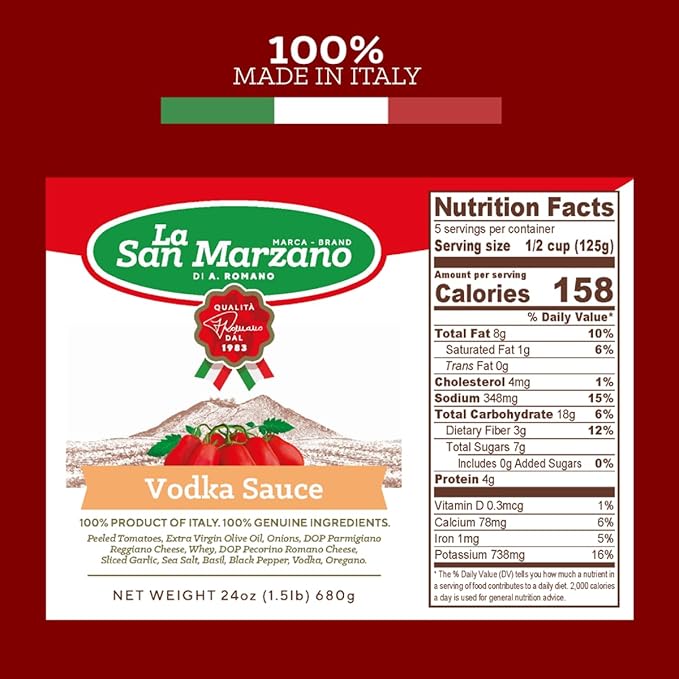 La San Marzano Variety Pack Vodka Four Cheese Roasted Garlic Sauce 24 oz Pasta Sauce Made in Italy All Purpose Tomato Premium Quality All Natural Non GMO Gluten Free