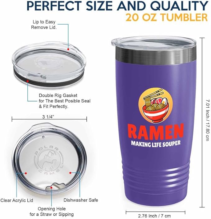 Ramen Lover Purple Edition Viking Tumbler 20oz - Making Life Souper - Food Lovers chicken pumpkin vegan pantry spicy noodles