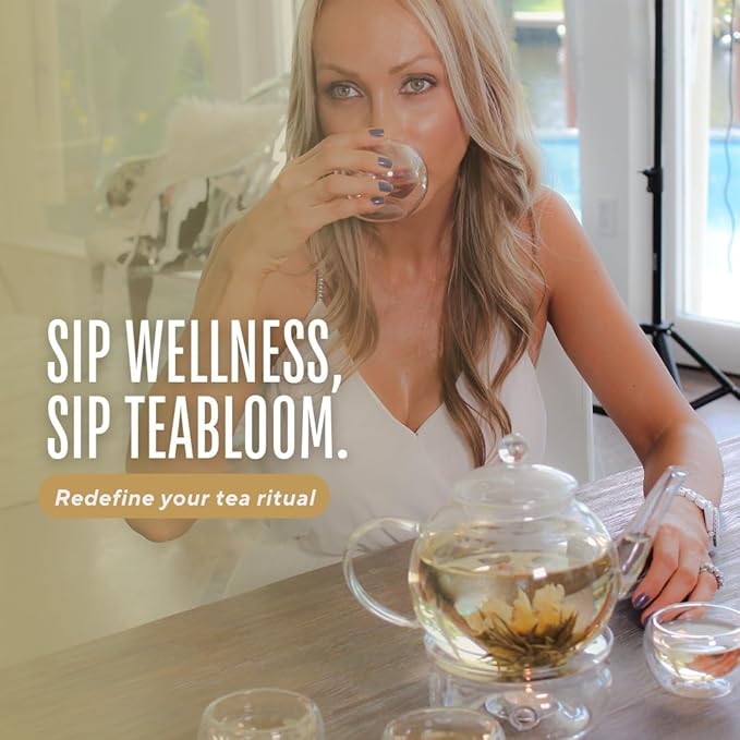 Teabloom Radiant Greens – Organic Green Tea Sampler with 12 Plant-Based Pyramid Sachets Jasmine Pearls Minted Mango Peach &amp Pineapple Ginger Gift-Ready Presentation Box for Tea Lovers