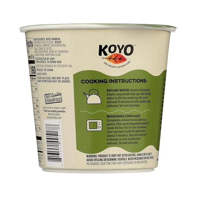 Garlic Vegetable Rice Ramen Noodle Soup Gluten-Free Vegan 2 oz 6 Count