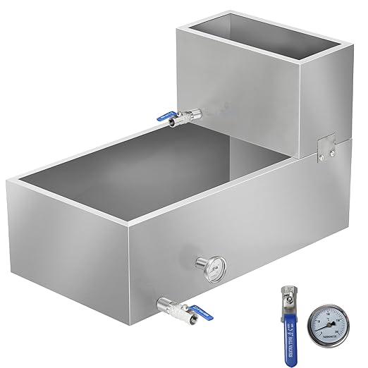 Maple Syrup Evaporator Pan 30 x 16 x 18.7 Inch Maple Syrup Pan 19.5 Gal 304 Stainless Steel Maple Syrup Evaporator Boiling Maple Syrup with Valve and Thermometer