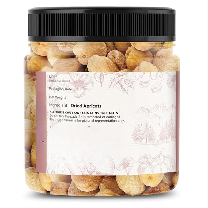 Generic Dried Premium Afghani Apricots Jar Pack | Vegan Sun Dried Apricots | Gluten Free &amp Sodium Free | Add in your Healthy Recipes | Dry Fruit -250 gm