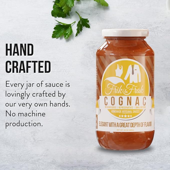 Cognac Pasta Sauce by Frik &amp Frak No Sugar Added No Preservatives Gluten Free 36 Month Shelf Life Artisan Small Batch Crafted Pasta Sauces 24 Oz Jar