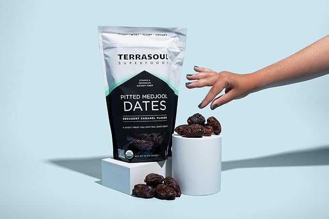 Terrasoul Superfoods Organic Pitted Medjool Dates 1.5 Lbs - Pits Removed | Soft Chewy Texture | Sweet Caramel Taste