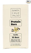Santa Cruz Paleo Protein Bar – 20g Grass-Fed Whey &amp Collagen Protein – Wildflower Honey Sweetened No Seed Oils High Protein Snack Bar (Vanilla Flavor Pack of 10)