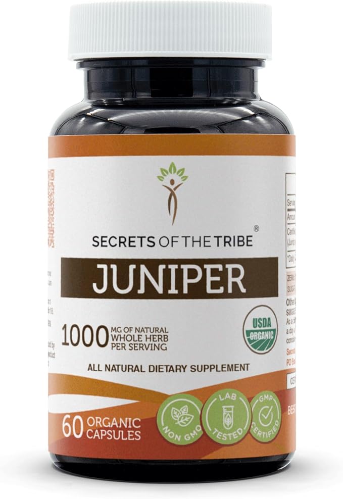 Secrets of the Tribe Juniper USDA Organic 60 Capsules | Made with Vegetarian Capsules and Certified Organic Juniper (Juniperus communis) Dried Berry (60 Capsules)