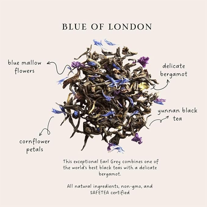 Palais des Thés - Blue of London - Earl Grey Black Tea Bergamot &amp Cornflower - Premium Loose Leaf Serves 20-25 Cups - 3.5oz Tin