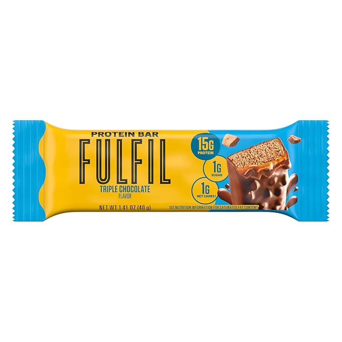 FULFIL Protein Snack Bars Flavored Triple Chocolate Gluten Free with 15g Protein Pantry Staples 12 Count