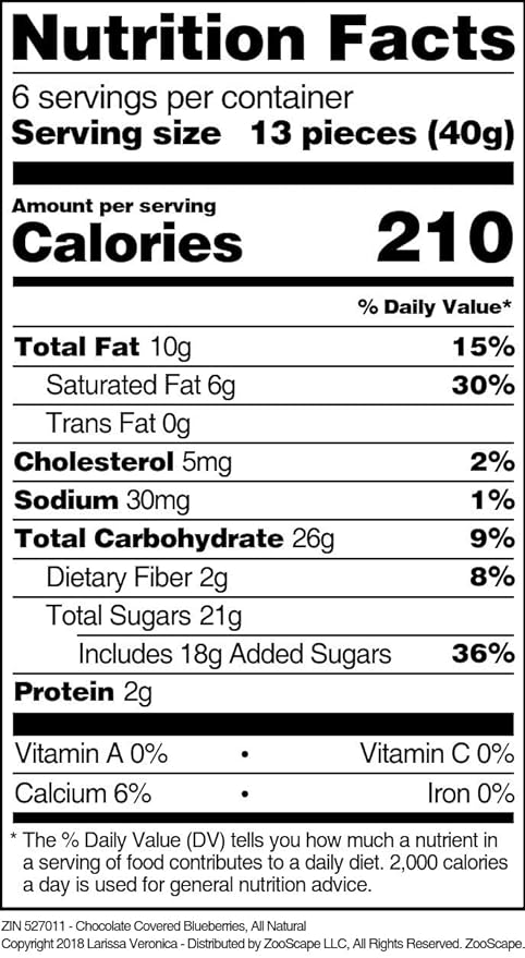 Chocolate Covered Blueberries All Natural (8 oz ZIN: 527011) - 2 Pack