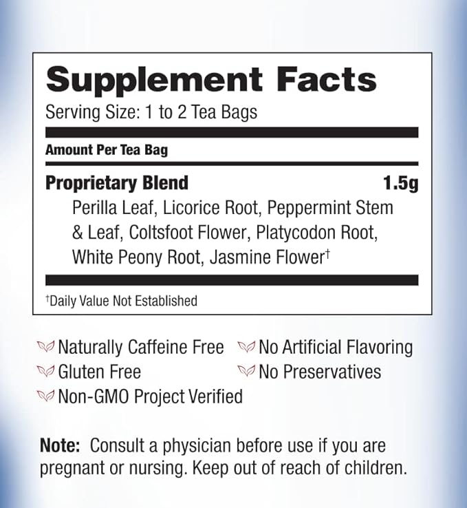 Bravo Tea Lung Soother Herbal Tea Caffeine Free 20 Tea Bags 6 Count