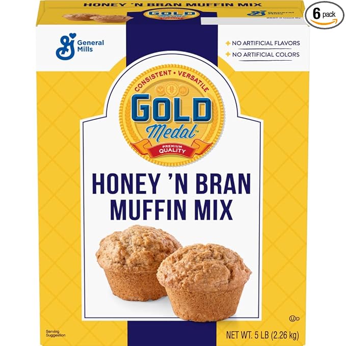 Gold Medal Honey 'N Bran Muffin Mix 5 Lb Box 5 Pound (Pack of 6)