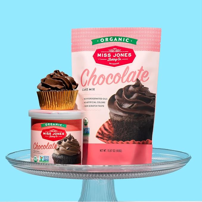 Miss Jones Baking Organic Cake and Cupcake Mix Non-GMO Vegan-Friendly Moist and Fluffy: Chocolate 15.87 Ounce (Pack of 2)