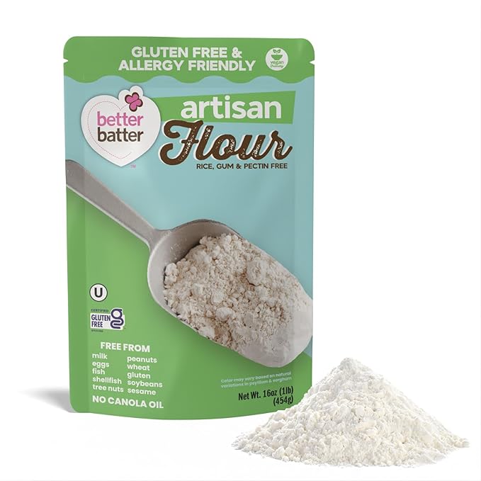Better Batter Gluten Free Bread Flour Blend 1 lb - Non-GMO Organic Vegan Allergen Free Kosher Top 9 Free From Wheat Dairy Soy Nuts Egg Sesame Cup-for-Cup Mix Breads &amp Everyday Yeast Bak