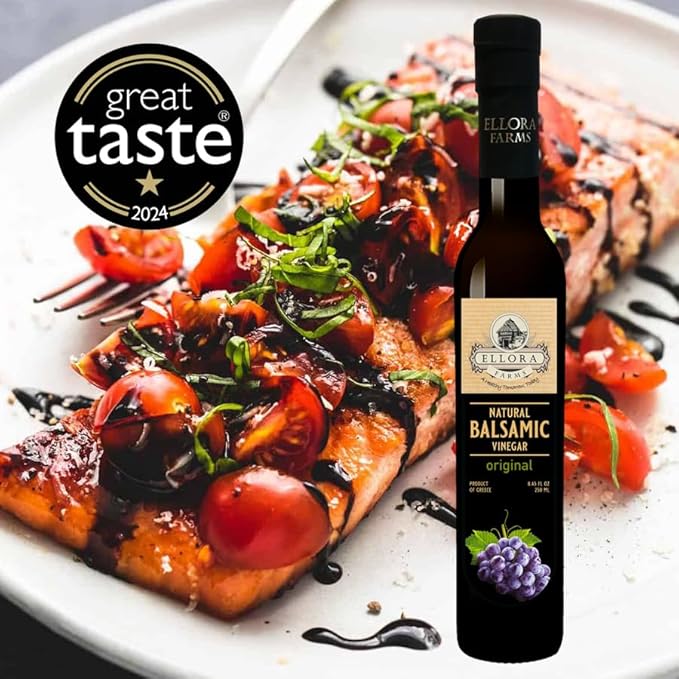 Ellora Farms Balsamic Vinegar Dates Infused Thick and creamy Barrel aged No-added sugar Award Winning Glass bottle 8.45 oz. (Dates)