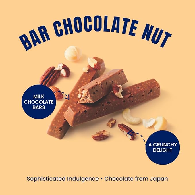 ROYCE' Nut Bar Chocolate - Chocolate Bar with Nuts| Gourmet Snack for Gifting &amp Indulging | Japanese Chocolate Bar from Hokkaido (12 Pieces of Chocolate)