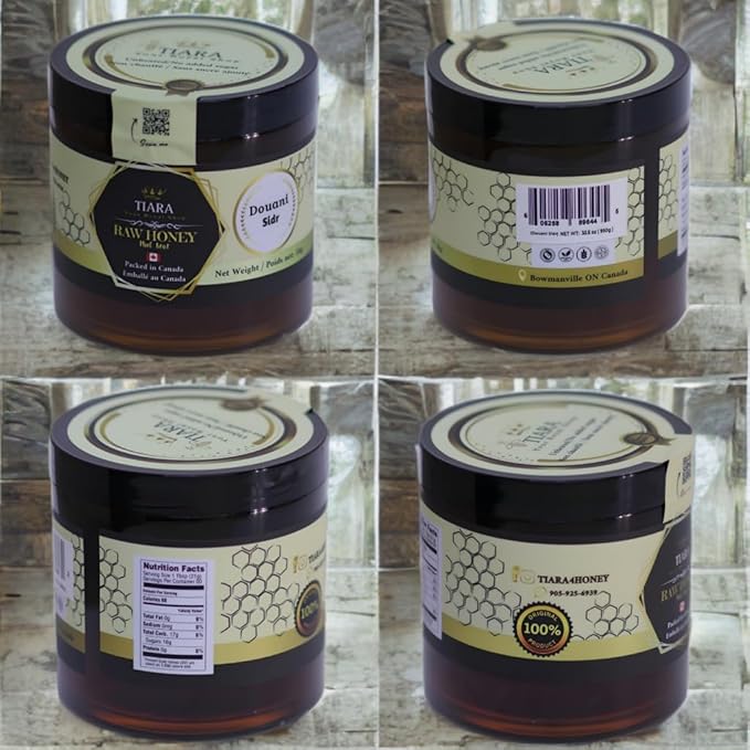 TIARA Yemeni Douani Sidr Honey – 100% Raw Pure &amp Natural CFIA Certified Unpasteurized Packed in Canada Premium Quality – 33.5 Fl Oz 950g + Free Honey Dipper Gift