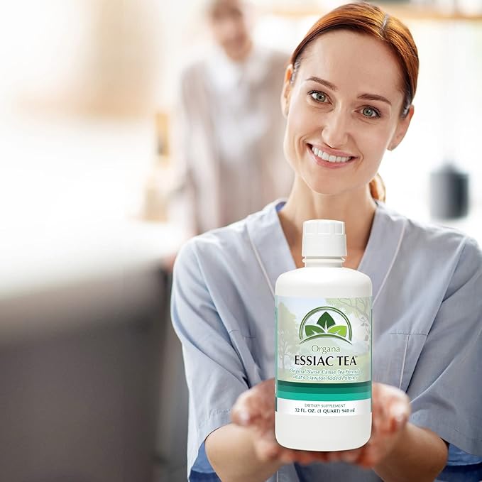 Organa Genuine Essiac Tea - Organic Liquid Essiac Tea - 4 Herb Genuine Essiac Formula - Ojibwa Herbal Detox Blend - Organic &amp Wildcrafted Herbs - Great for Wellness &amp Vitality - 32 oz Bottle