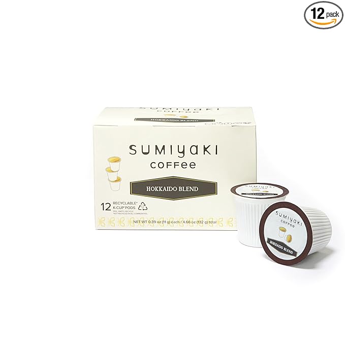 Hokkaido Sumiyaki Blend Coffee K-Cups - Smooth &amp Balanced Single Serve Pods Compatible with Keurig Brewers 12 Count