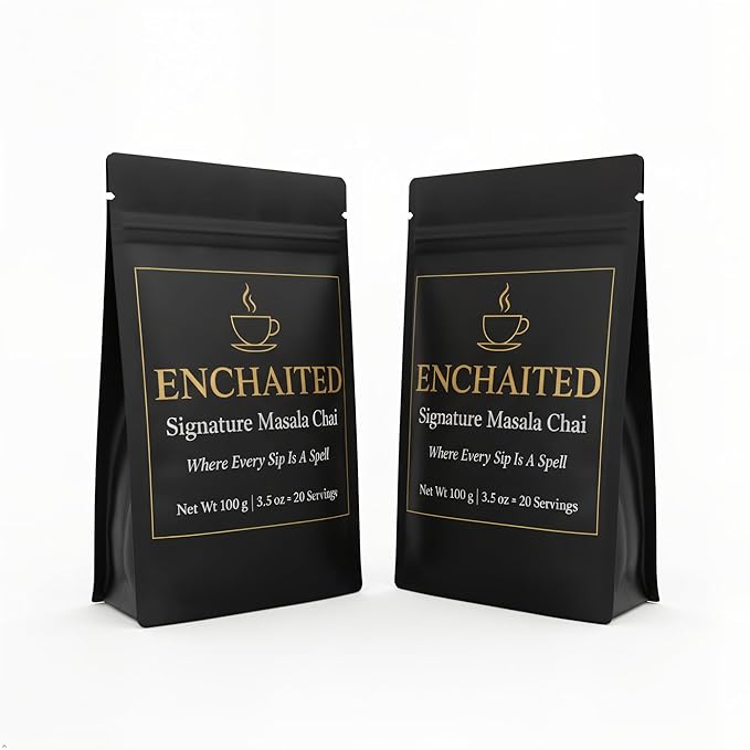 ENCHAITED Authentic Masala Chai Loose Leaf Tea - 200g Double Pack | Makes 40 to 80+ Cups | Premium Assam Black Tea with 7 Real Indian Spices | Traditional Indian Chai Tea | Natural Caffeine