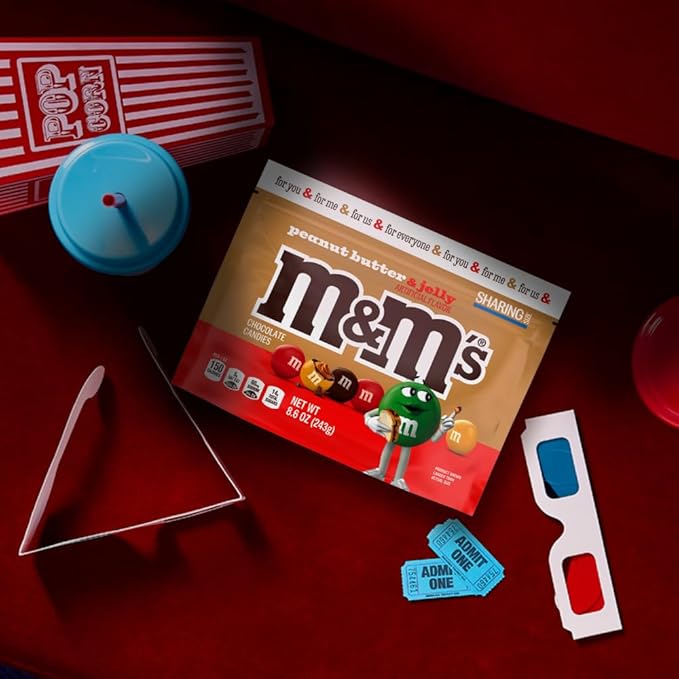 M&ampM’S Peanut Butter &amp Jelly Candy Sharing Size 8.6 Oz Resealable Bulk Candy Bags (Pack of 8)