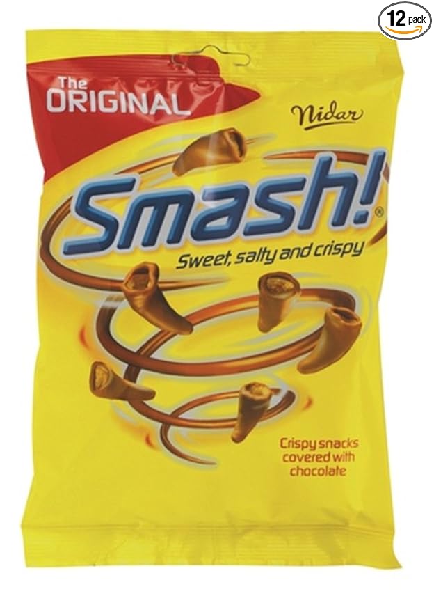 12 Bags x 100g of Nidar Smash - Original - Norwegian - Snacks - Milk Chocolate - Candies - Sweets