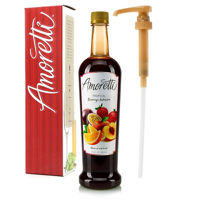 Amoretti - Tropical Beverage Infusion - Drink Mix &amp Water Enhancer with Pump for Flavoring Cocktails Waters Teas and other Beverages Preservative Free