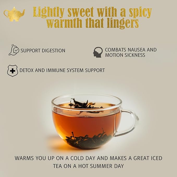 Ginger Lemon Tea Loose Leaf Herbal Tea – Helps Reduce Nausea and Motion Sickness – Detox &amp Immunity Support – Drink Hot or Iced – 4 oz Resealable Bag (Makes 50 Cups) – The Elegant Elephant