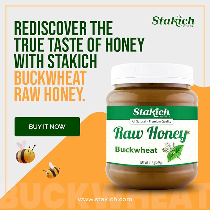 Stakich Buckwheat Antioxidant Raw Honey - Pure Unprocessed Unheated Kosher (40 ounce))
