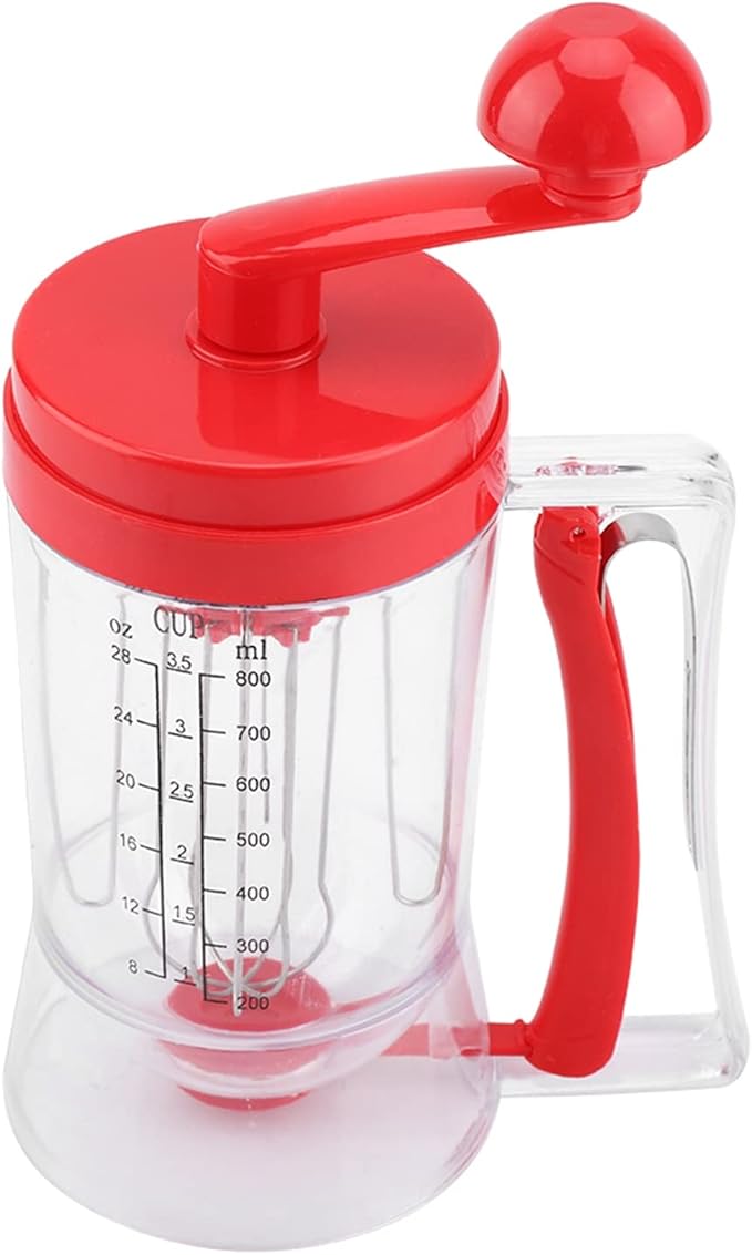 Handheld Batter Tool | Manual Pancake/Cupcake Mixer | ABS Baking Device with Scale | Safe &amp Easy to Maintain | 21.5cm for Cakes/Waffles