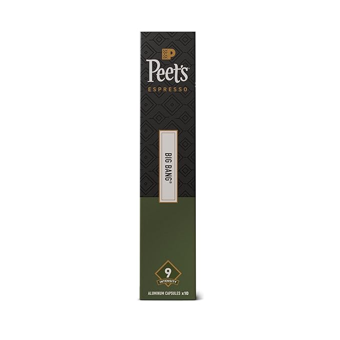 Peet's Coffee Medium Roast Espresso Capsules Compatible with Nespresso Original Machines 100% Arabica Coffee - Big Bang Intensity 9 50 Count (5 Boxes of 10 Espresso Capsules)