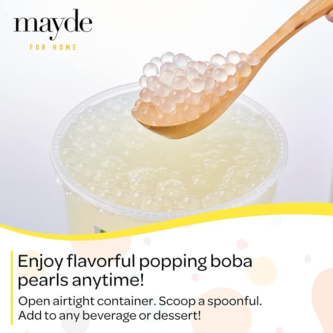Mayde Popping Boba Pearls for Drinks Desserts &amp Breakfast Bowls (Lemon Flavor 7 Pounds)