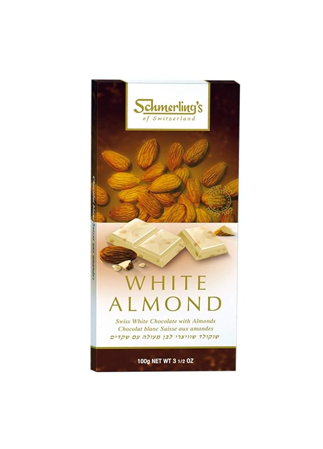 Schmerling's Solid Bar kosher for Passover Swiss Chocolate 3.5oz (White Almond 3.5 Ounce (Pack of 2))